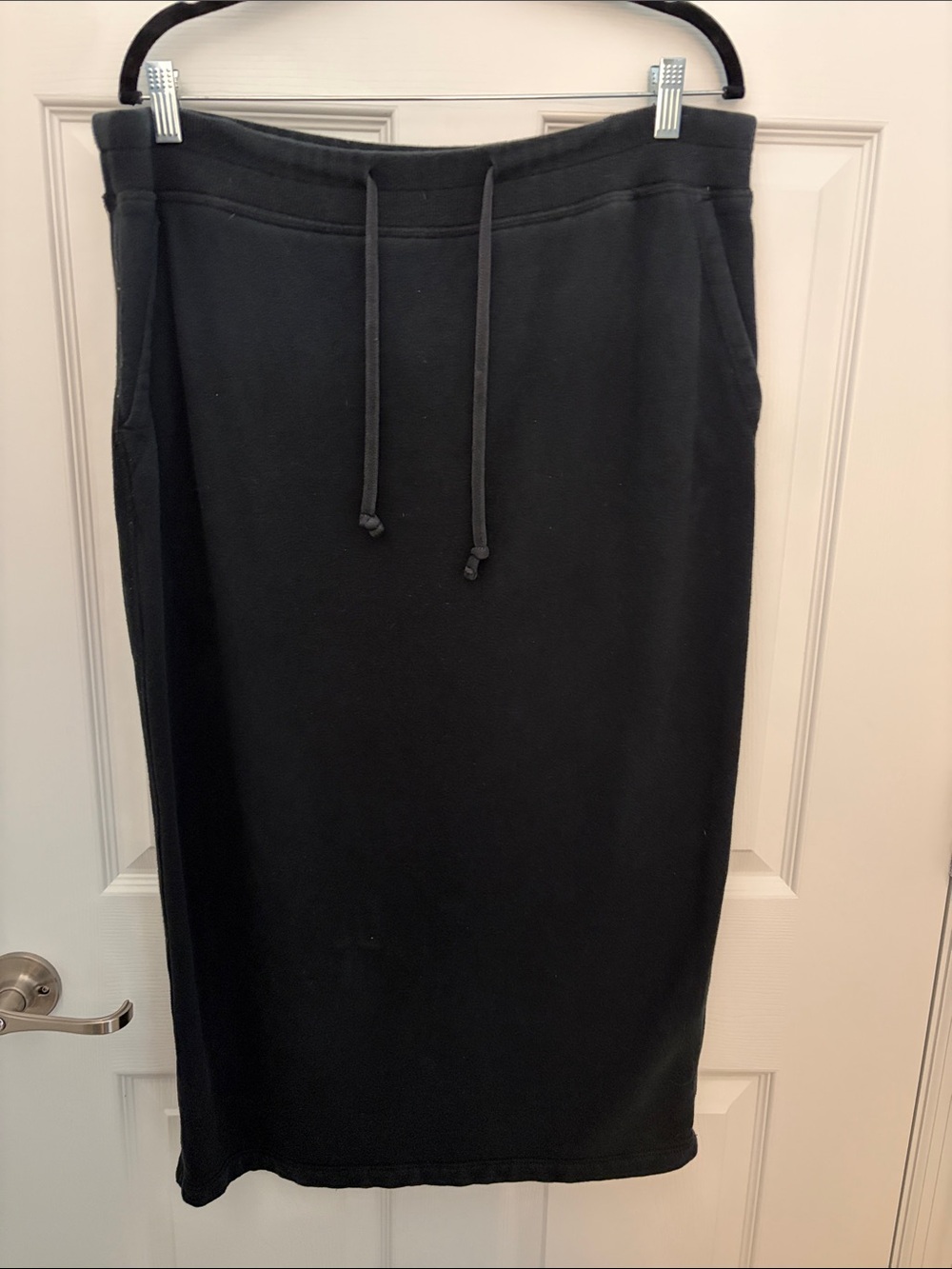 James Perse Black Drawstring Midi Skirt